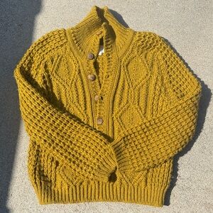 This is the Great Chunky Mustard Yellow Knit Cardigan